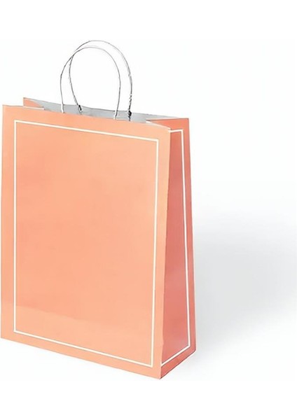 Turuncu Makaron Büküm Saplı Kraft Çanta 25X31CM