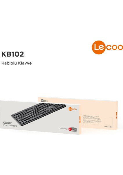 KB102 USB Kablolu Türkçe Q Klavye Siyah