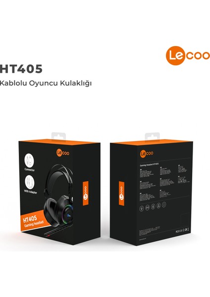 HT405 3.5mm Jack+ USB Kulak Üstü RGB LED Aydınlatmalı Kablolu Gaming Kulaklık Siyah