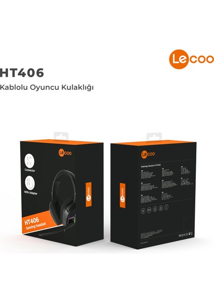 HT406 3.5mm Jack+ USB Kulak Üstü RGB LED Aydınlatmalı Kablolu Gaming Kulaklık Siyah