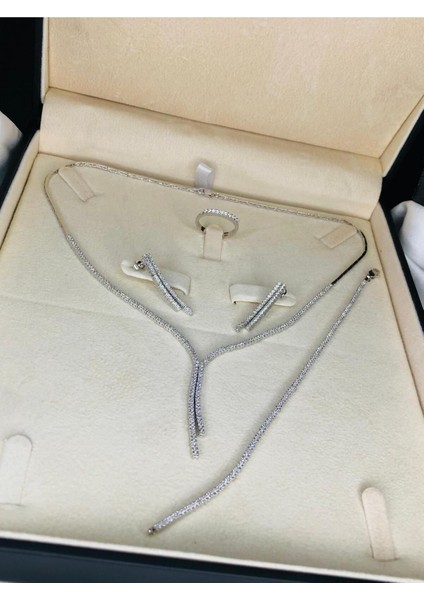 Karis Bayan Zirconia Taşlı Gümüş Su Yolu Set-Kolye,bileklik,küpe,yüzük