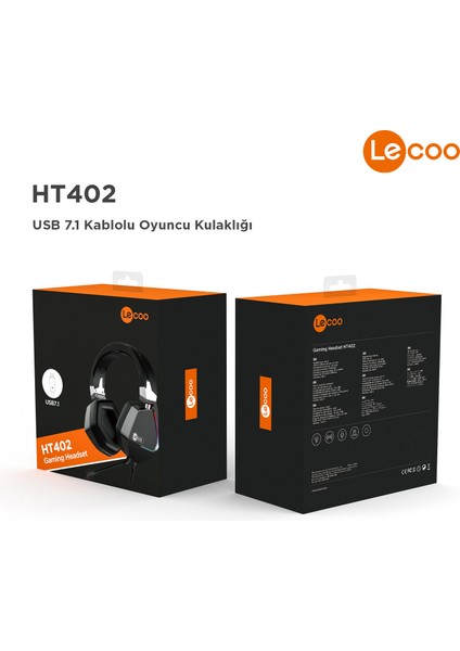 HT402 USB Kablolu Surround 7.1 RGB LED Aydınlatmalı Çıkartılabilir Mikrofonlu Kulak Üstü Gaming Kulaklık Siyah