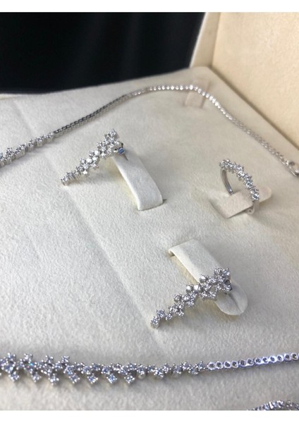 Arın Bayan Zirconia Taşlı Gümüş Su Yolu Set-Kolye,bileklik,küpe,yüzük