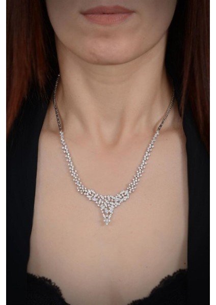 Balın Bayan Zirconia Taşlı Gümüş Su Yolu Set-Kolye, Bileklik,küpe,yüzük