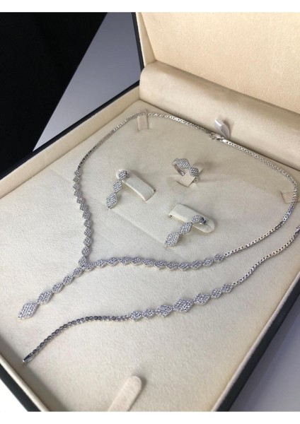 Kleopatra Su Yolu Bayan Gümüş Set ,kolye,bileklik,küpe,yüzük