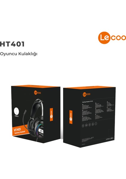 HT401 Kablolu USB 2.0 RGB LED Aydınlatmalı Mikrofonlu Kulak Üstü Gaming Kulaklık Siyah