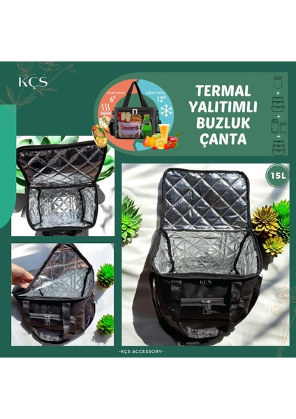 Termal Buzluk Çanta - Soğuk Sıcak Tutucu , Yalıtımlı Beslenme Çantası -Soğutucu Buzluk Yemek Çantası- 15L indirimleri
