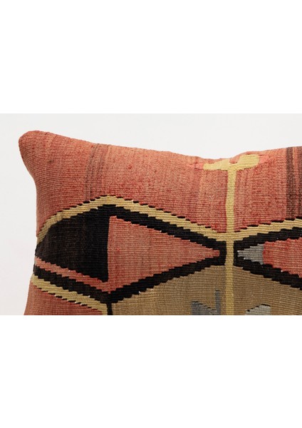 El Yapımı Kilimden Yapılmış Vintage Kırlent Kılıfı, Yün, 30X50 cm