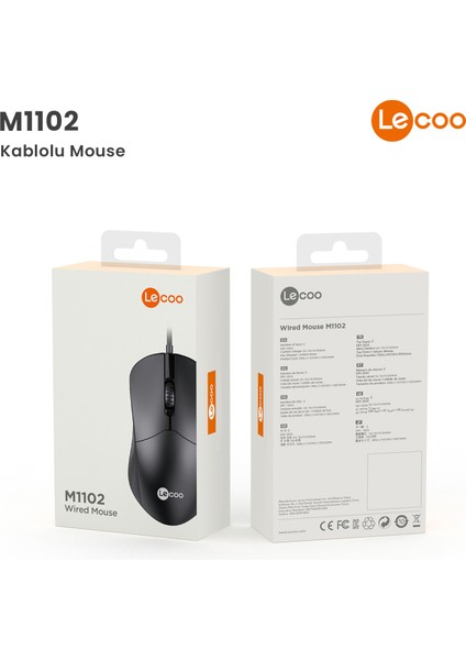 M1102 USB Kablolu 1200DPI 3 Tuşlu PC, Mac, Dizüstü Bilgisayar için Optik Mouse Siyah