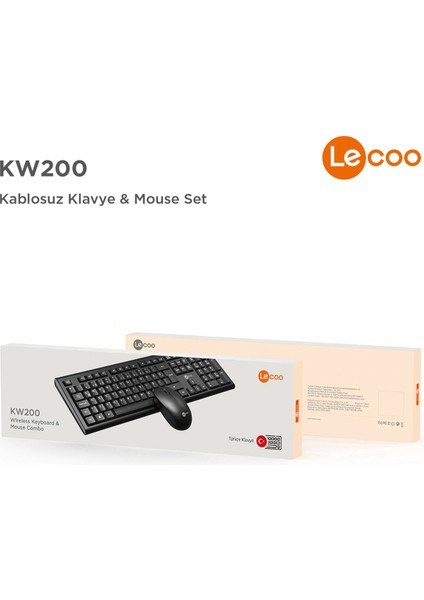 KW200 Kablosuz Türkçe Q Klavye & Mouse Set Siyah