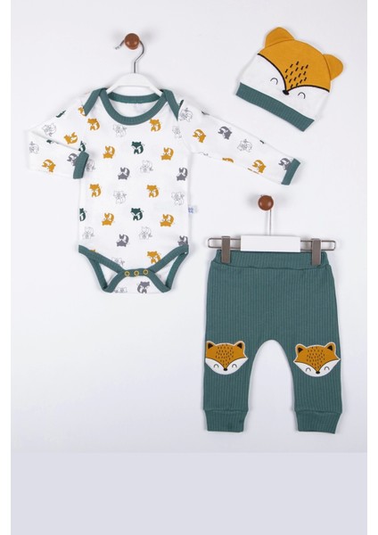 3-12 Ay Erkek Bebek Alt&üst Takımı Little Fox 3'lü Yeşil