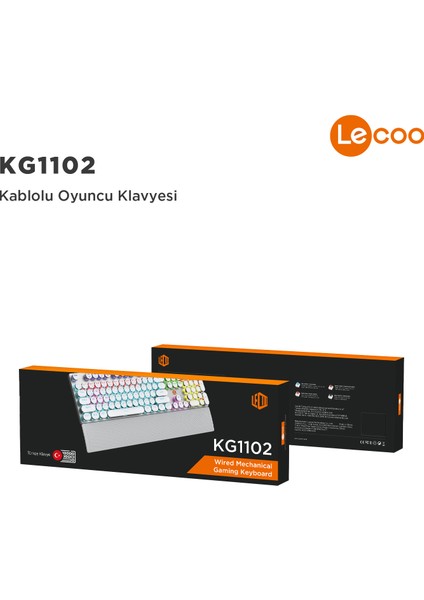 KG1102 USB Kablolu Red Switch Makro Tuşlu RGB LED Aydınlatmalı Mekanik Gaming Türkçe Q Metalik Klavye
