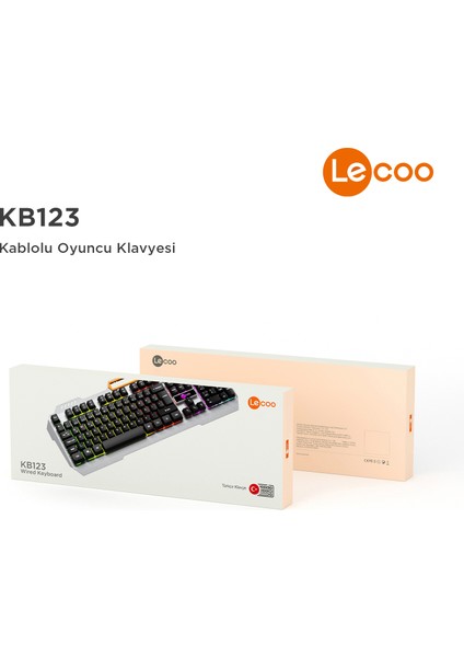 KB123 USB Kablolu Rainbow Efektli Gaming Türkçe Q Siyah Klavye