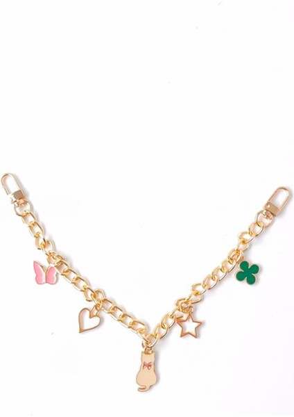 Gold Kedi Detaylı Çanta Zincir Charm fiyatları