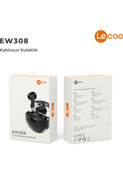 EW308 Kablosuz Bluetooth 5.1 TWS Mikrofonlu Kulak İçi Kulaklık Siyah