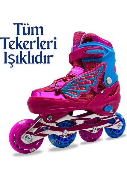 Profesyonel Melek Kanadı Işıklı Silikon Teker Ayarlanabilir Çocuk-Yetişkin Paten