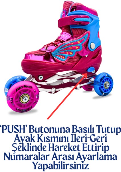 Profesyonel Melek Kanadı Işıklı Silikon Teker Ayarlanabilir Çocuk-Yetişkin Paten