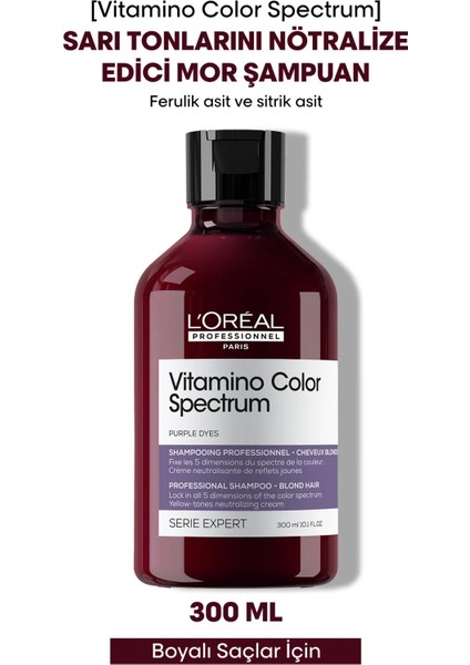 L'oreal Professionnel Vitamino Color Spectrum Sarı Saçlar Için Sarı Tonlarını Nötralize Edici Mor Şampuan 300 ml