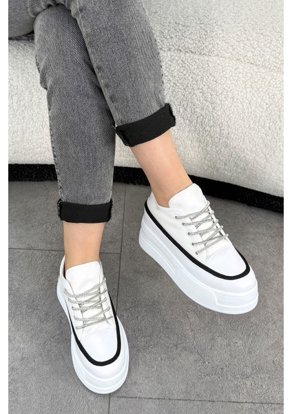 Frm 021 Taş Bağcıklı Yüksek Tabanlı Spor Ayakkabı
