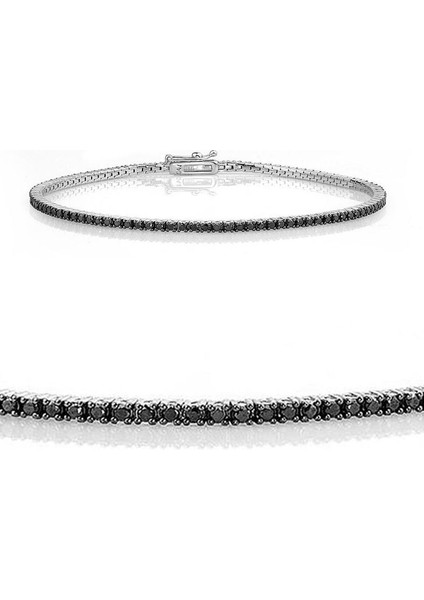 1.17CT Siyah Pırlantalı Su Yolu Bileklik