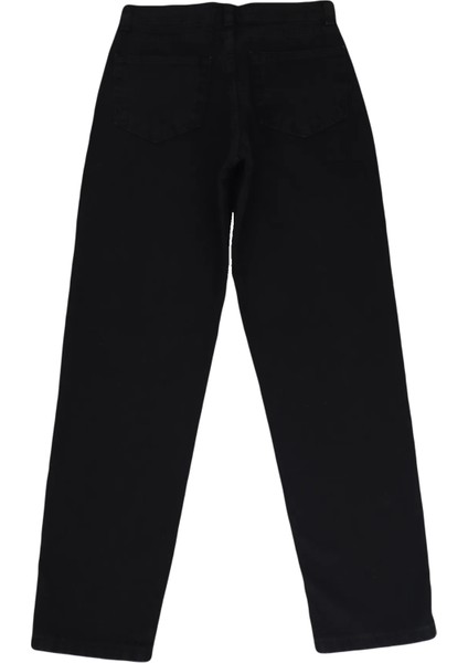 Fistan Store Kadın Füme Yüksek Bel Rahat Kesim Boru Paça Boyfriend Jean Pantolon