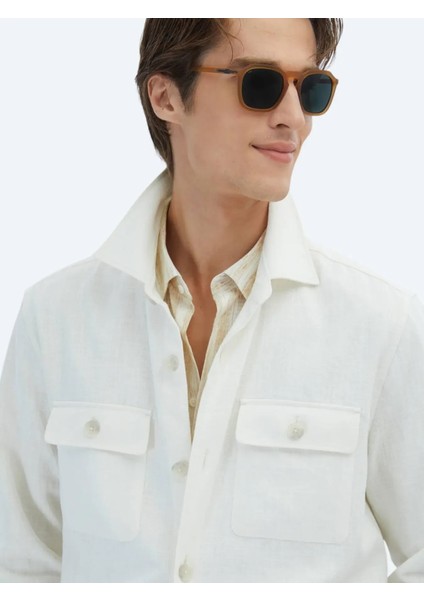 Bej Regular Fit Dokuma Pamuk Karışımlı Overshırt indirimleri