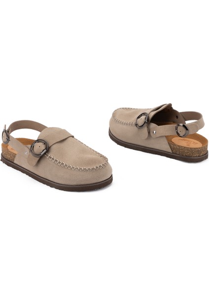 Kadın Süet Deri 4,5cm Topuklu Rahat Kalıp Günlük Sandalet