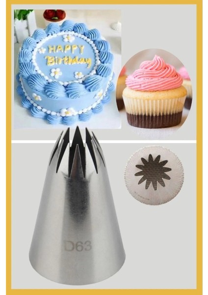 Paslanmaz Çelik Krema Sıkma Torbası Ucu (Şanti Torbası Ucu, Çim Duy) 1 Adet + 4 Adet Şanti Torbası