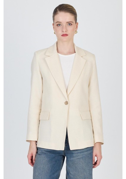 Natural Keten Görünümlü %100 Pamuk Astarlı Blazer Ceket 6023-3
