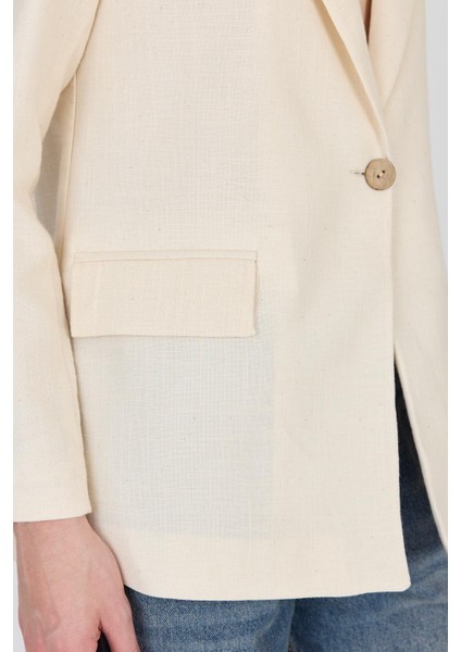Natural Keten Görünümlü %100 Pamuk Astarlı Blazer Ceket 6023-3