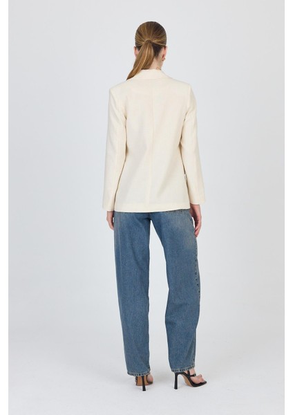 Natural Keten Görünümlü %100 Pamuk Astarlı Blazer Ceket 6023-3