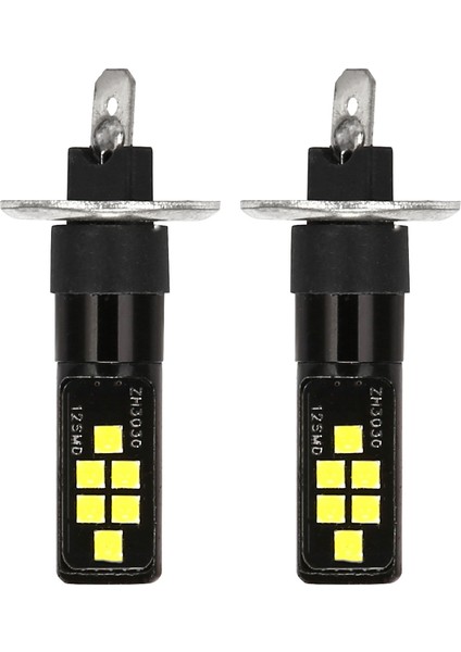 2 Adet H1 Araba LED 12V-24V 12SMD Ampul 3030 Yonga Seti, W5W Ampul 194 Sis Farları Için LED Ampul Beyaz (Yurt Dışından)