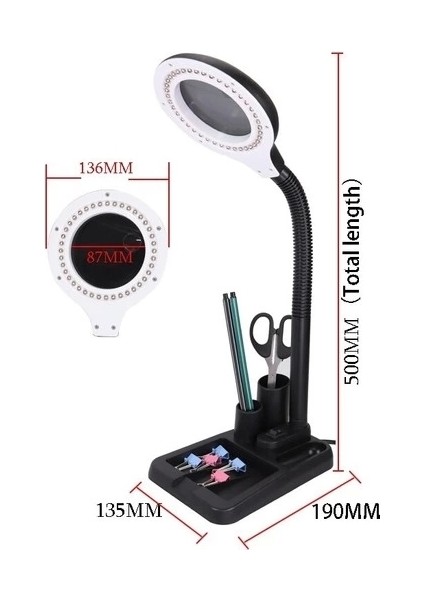 Esnek 5x /10X,40 LED Işıklı Büyüteç ,lamba Büyüteç Okuma, Çalışma Lehim Masa Lambası A808