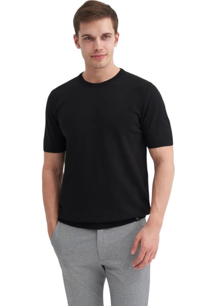 Erkek Bisiklet Yaka Regular Fit Triko Tişört 3030