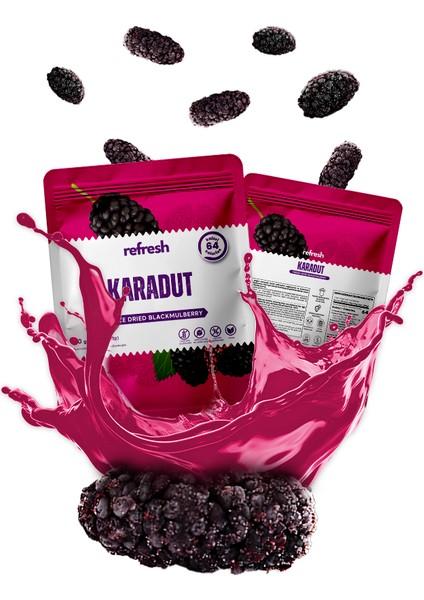 Freeze Dried Karadut - Dondurularak Kurutulmuş Meyve - Freeze Dry Meyve Kurusu 30gr