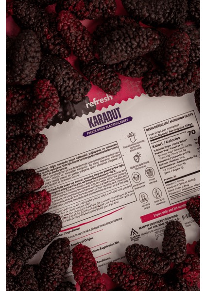 Freeze Dried Karadut - Dondurularak Kurutulmuş Meyve - Freeze Dry Meyve Kurusu 30gr
