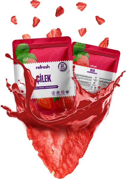 Freeze Dried Dilim Çilek - Dondurularak Kurutulmuş Meyve - Freeze Dry Meyve Kurusu 20gr