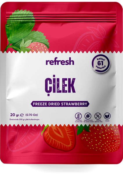 Freeze Dried Dilim Çilek - Dondurularak Kurutulmuş Meyve - Freeze Dry Meyve Kurusu 20gr