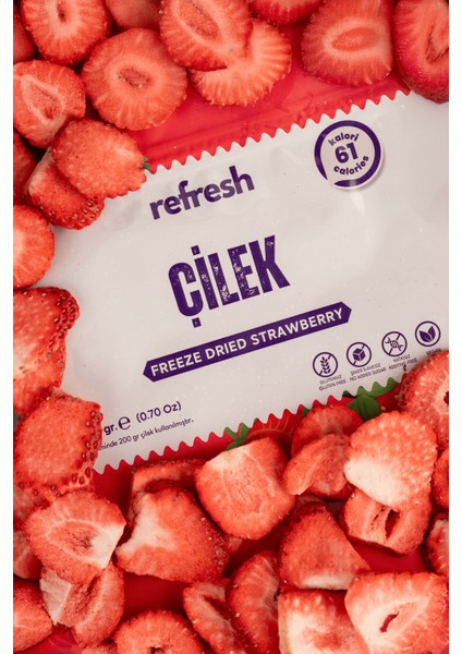 Freeze Dried Dilim Çilek - Dondurularak Kurutulmuş Meyve - Freeze Dry Meyve Kurusu 20gr