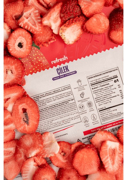 Freeze Dried Dilim Çilek - Dondurularak Kurutulmuş Meyve - Freeze Dry Meyve Kurusu 20gr