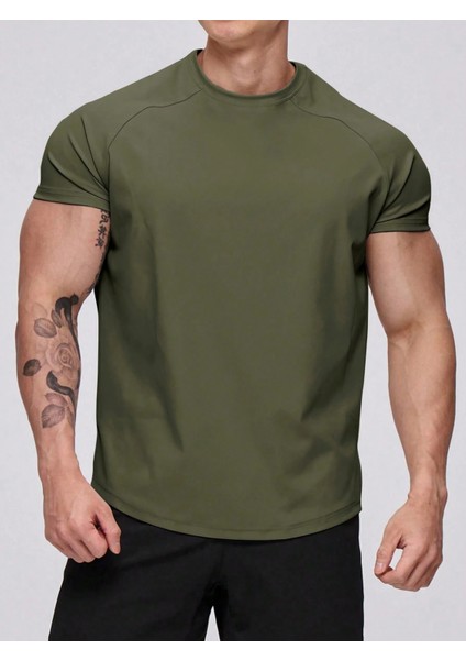 Erkek Spor Tişört Running Sports Gym Reglan Oval Kesim Penye T-Shirt Ovalt-Shirt modelleri