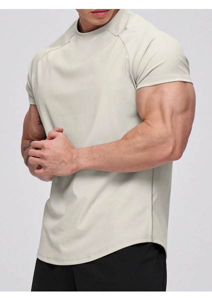 Erkek Spor Tişört Running Sports Gym Reglan Oval Kesim Penye T-Shirt Ovalt-Shirt