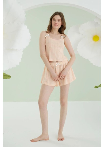 Self Patterned, Kadın Şort Takım, Ip Askılı