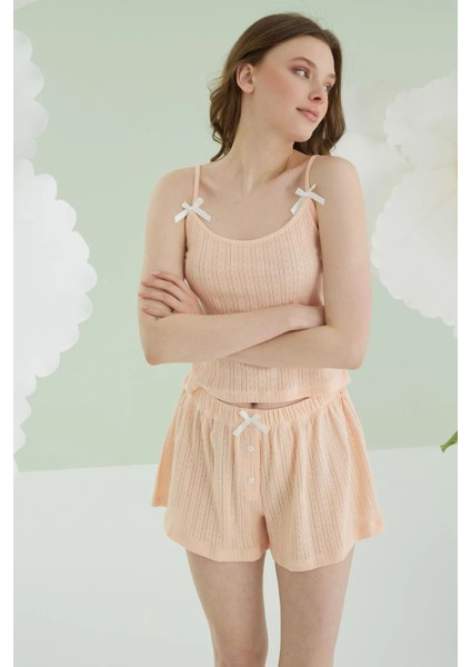Self Patterned, Kadın Şort Takım, Ip Askılı