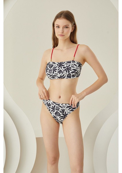 Straplez Bikini Takımı, Siyah & Beyaz