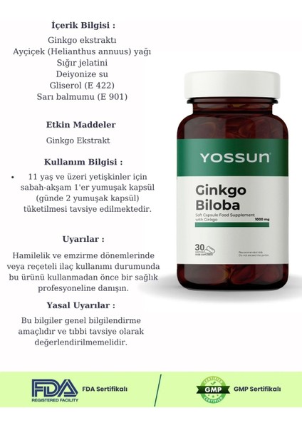 Gınkgo Bıloba Ginkgo Içeren Yumuşak Kapsül Takviye Edici Gıda