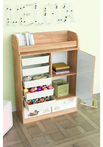Little Fawn Design "melova" 5 Sepetli 2 Çekmeceli Çok Amaçlı Oyuncak Dolabı modelleri