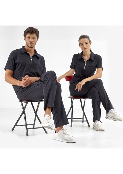 Lacivert Polo Lüks Likra Scrubs Takım fiyatları