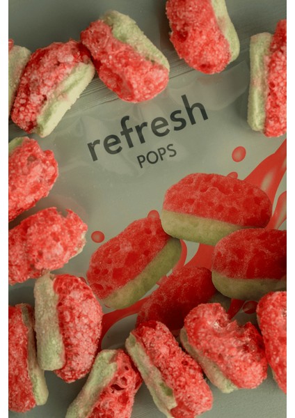 Refresh Pops Freeze Dried Karpuz Candy - Dondurularak Kurutulmuş Karpuz Kıtır Şeker - 30 gr
