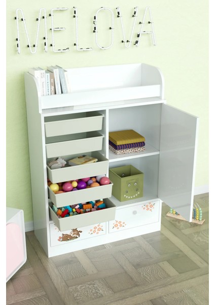 Little Fawn Design "melova" 5 Sepetli 2 Çekmeceli Çok Amaçlı Oyuncak Dolabı modelleri